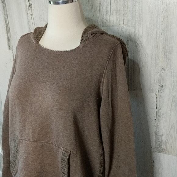 AEROPOSTALE Tan Hooded Cable Sweater Sweatshirt Medium - Picture 3 of 8